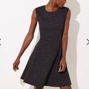 ANN TAYLOR LOFT Gray Black Leopard Print Sleeveless Fit & Flare Dress Size 10